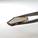 Smoky Quartz faceted freeform flatback step cut gemstone, 5.35ct, held in tweezers, view 7 of 8