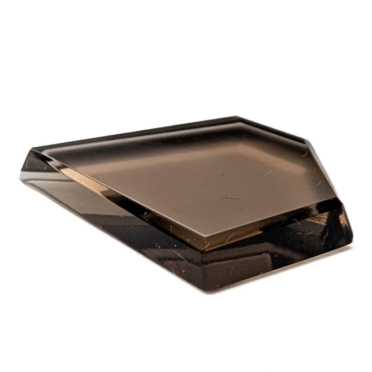 Smoky Quartz faceted freeform flatback step cut gemstone, 6.55ct, from Minas Gerais, Brazil, view 1 of 8