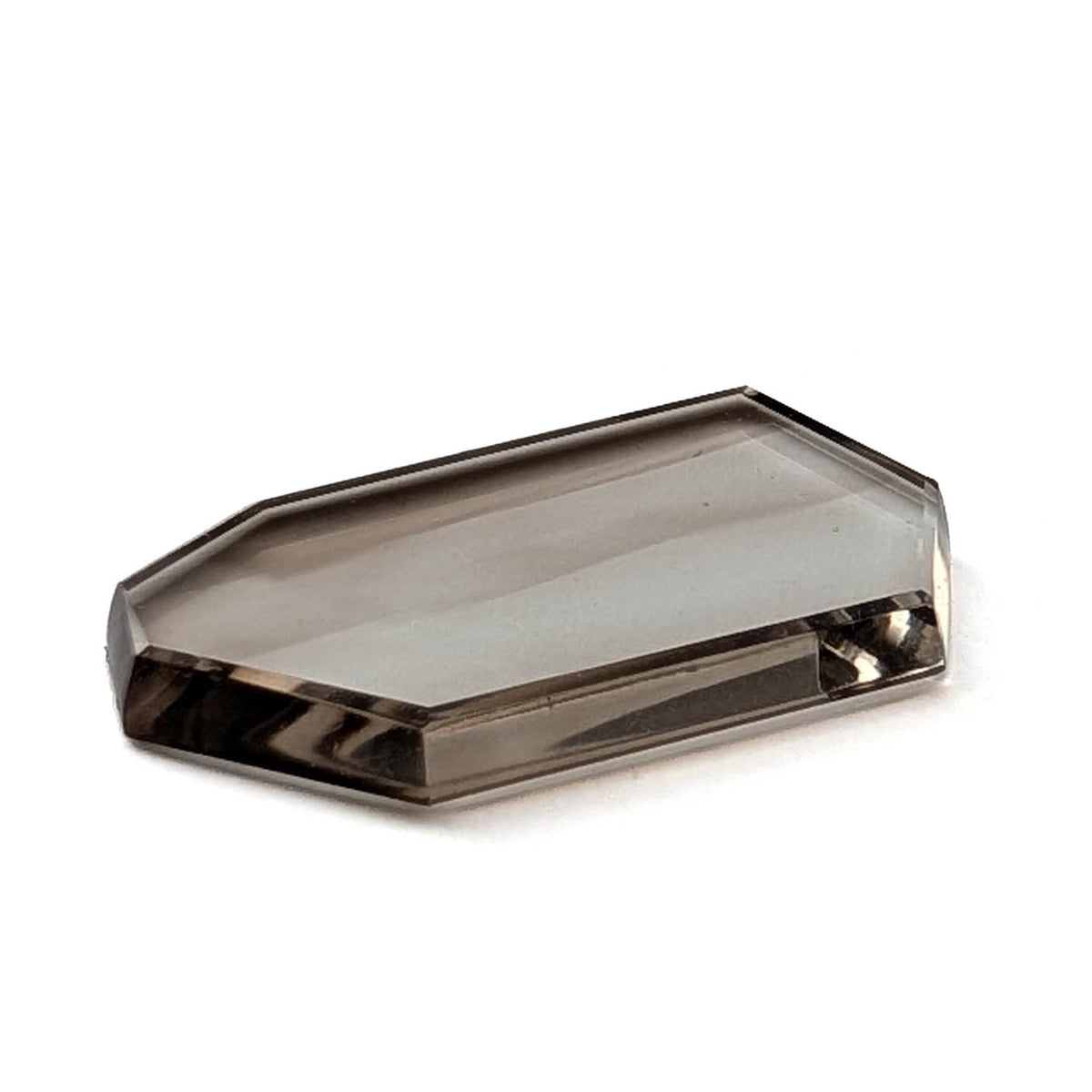 Smoky Quartz faceted freeform flatback step cut gemstone, 9.03ct, from Minas Gerais, Brazil, view 1 of 10
