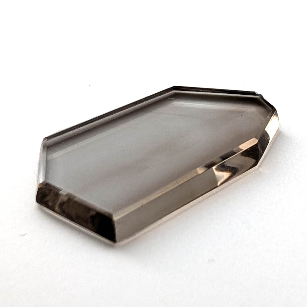 Smoky Quartz faceted freeform flatback step cut gemstone, 9.03ct, from Minas Gerais, Brazil, view 4 of 10