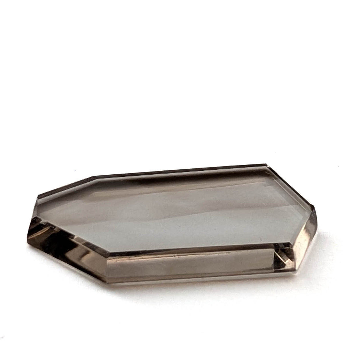 Smoky Quartz faceted freeform flatback step cut gemstone, 9.03ct, from Minas Gerais, Brazil, view 6 of 10