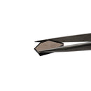 Smoky Quartz faceted freeform flatback step cut gemstone, 4.87ct, held in tweezers, view 4 of 7
