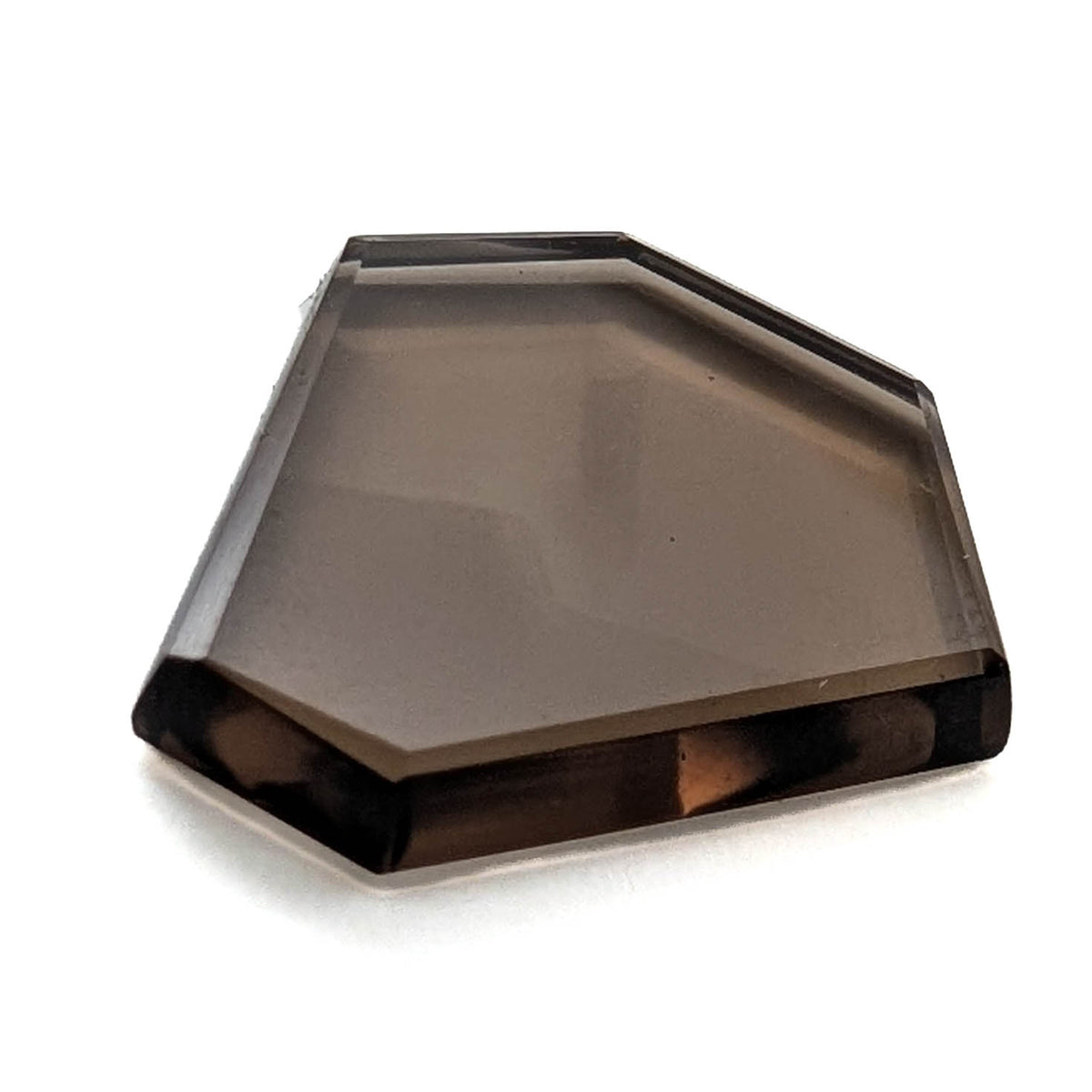 Smoky Quartz faceted freeform tablet cut gemstone, 4.87ct, view 1 of 7