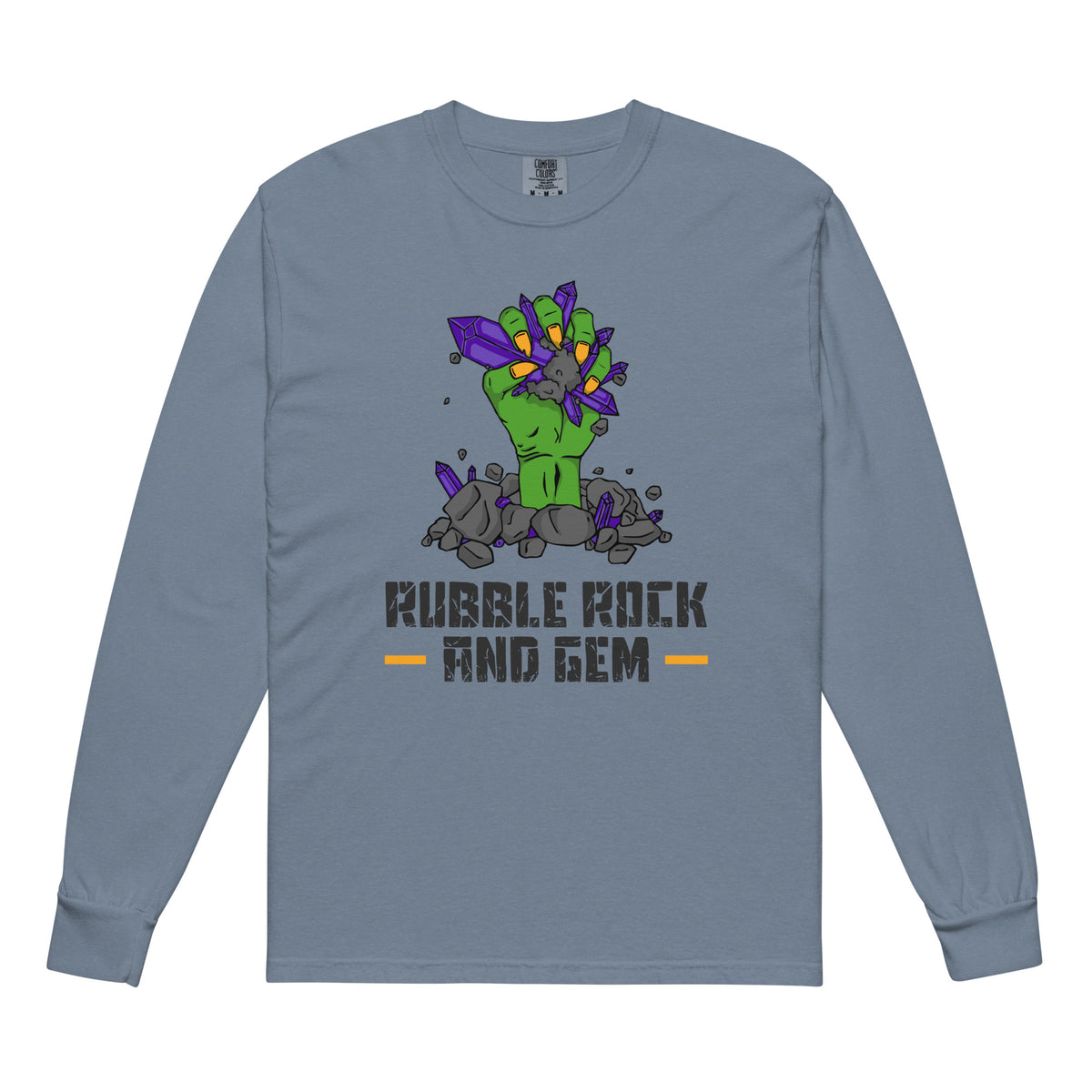 Garment dyed heavy weight long sleeve shirt with the classic logo.