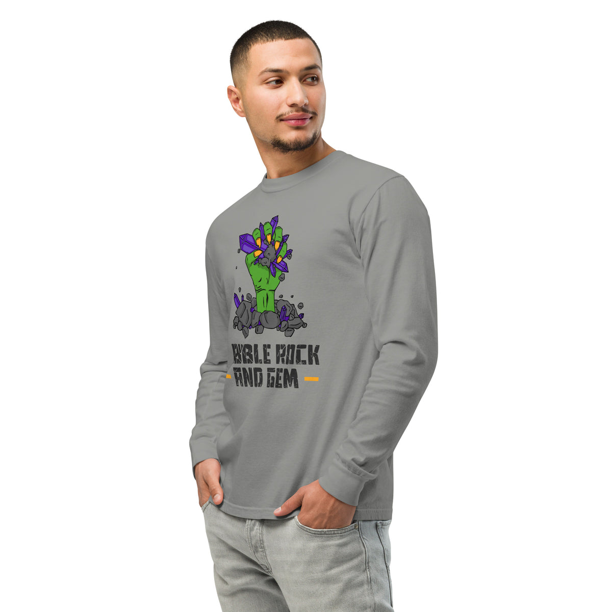 Garment dyed heavy weight long sleeve shirt with the classic logo.