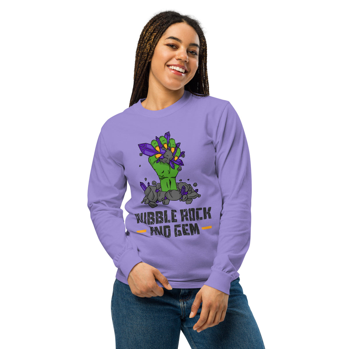 Garment dyed heavy weight long sleeve shirt with the classic logo.