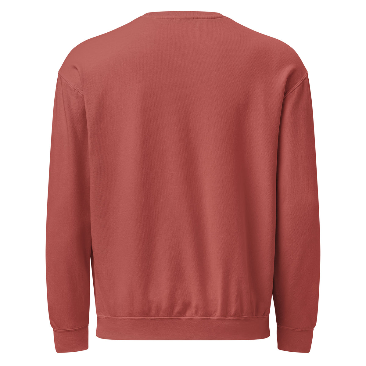Unisex garment dyed fleece crewneck sweatshirt with the classic logo.
