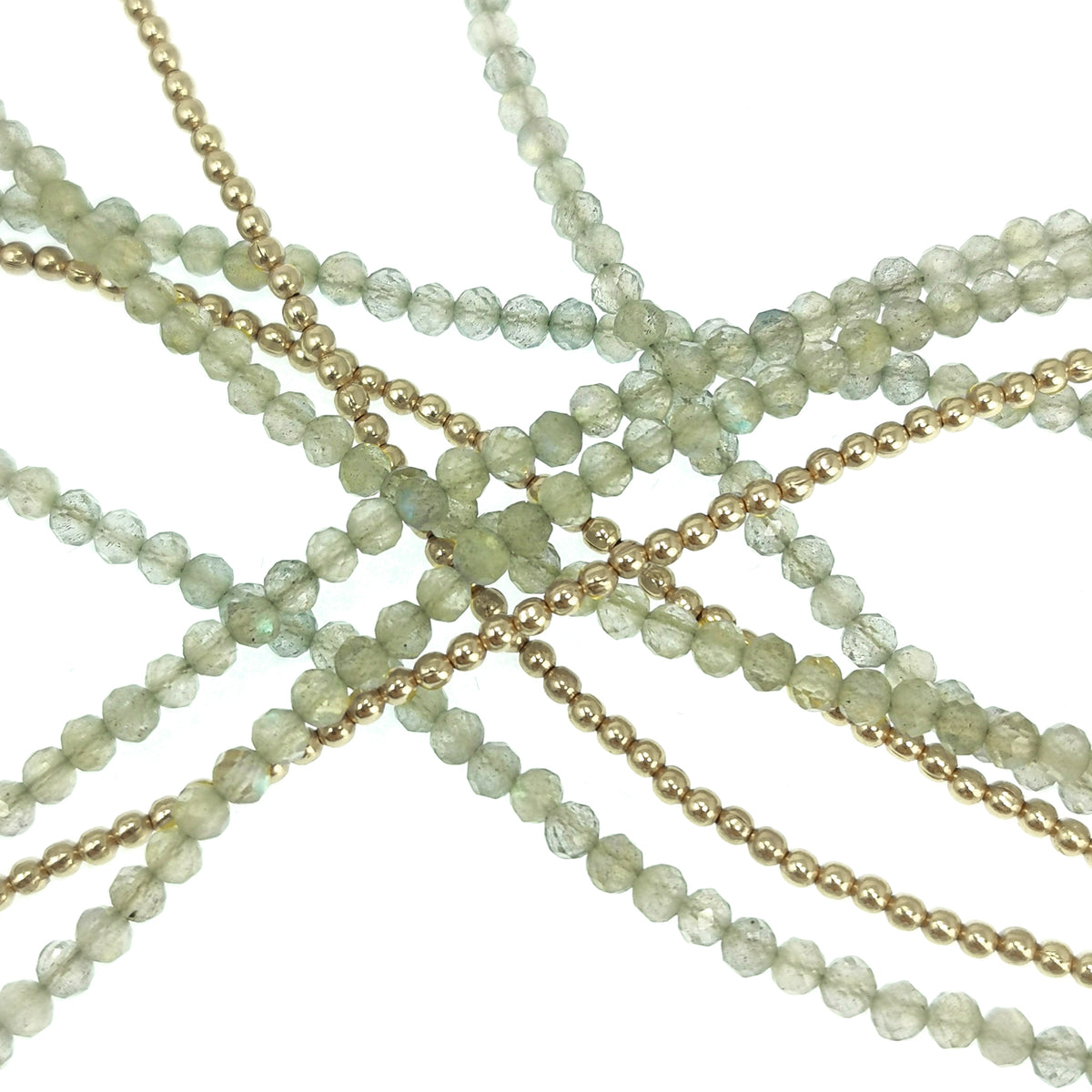 10kt gold plated labradorite bracelet – bead strands, close up