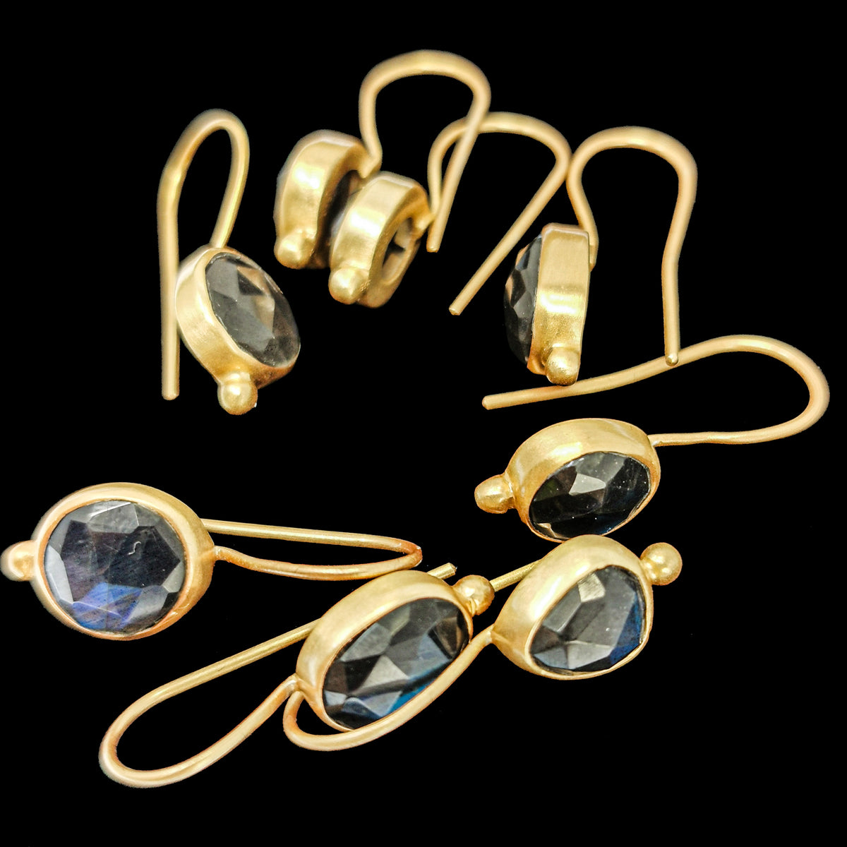 10kt Gold Plated Labradorite earrings in 10kt gold-plated sterling silver.