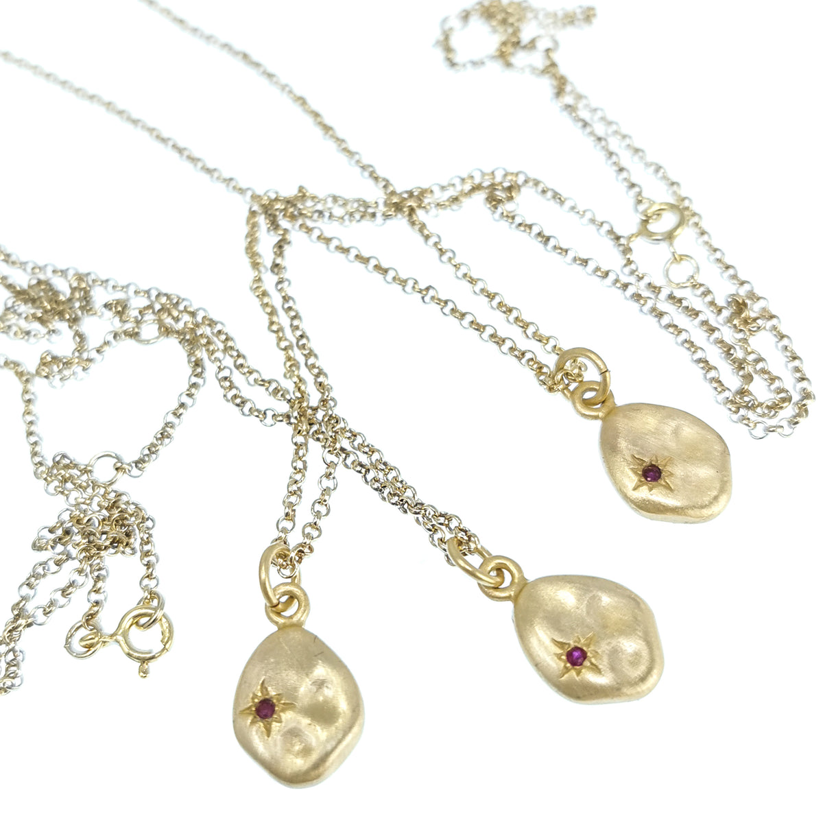 10kt Gold Plated Nugget pendant in 10kt gold-plated sterling silver with Red Garnet.