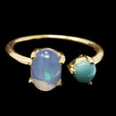 10kt Gold Plated Opal and Turquoise - Ring