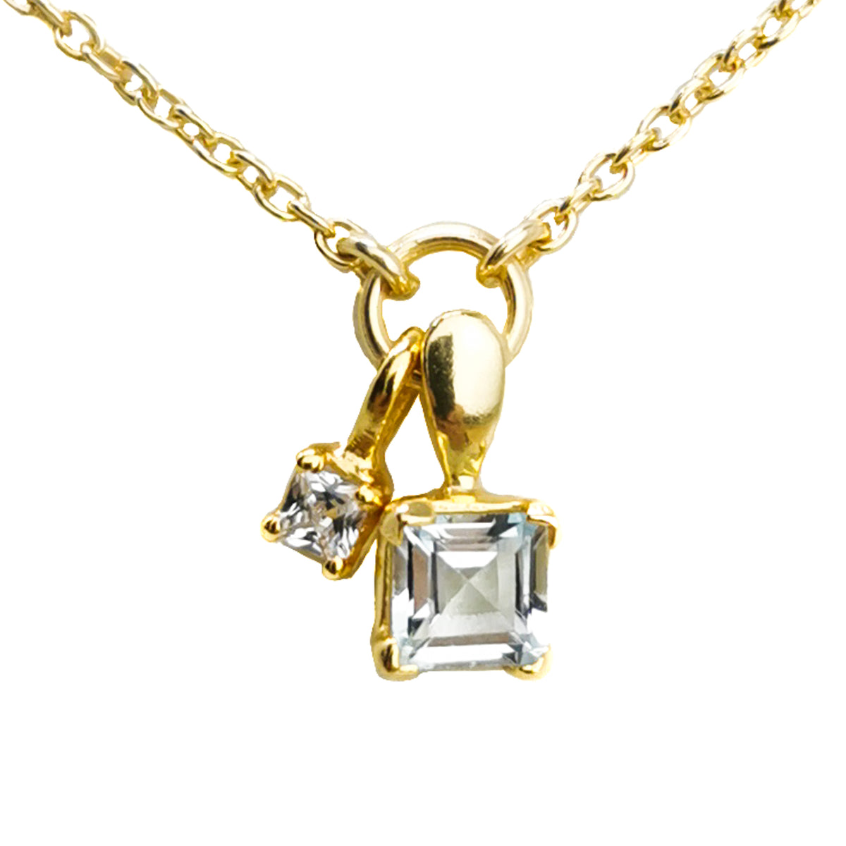 10kt gold plated princess cut pendant – topaz pendant