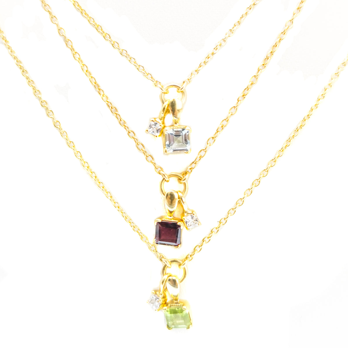 10kt gold plated princess cut pendant – pendants on chains