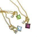 10kt 镀金公主方形切割 - 吊坠