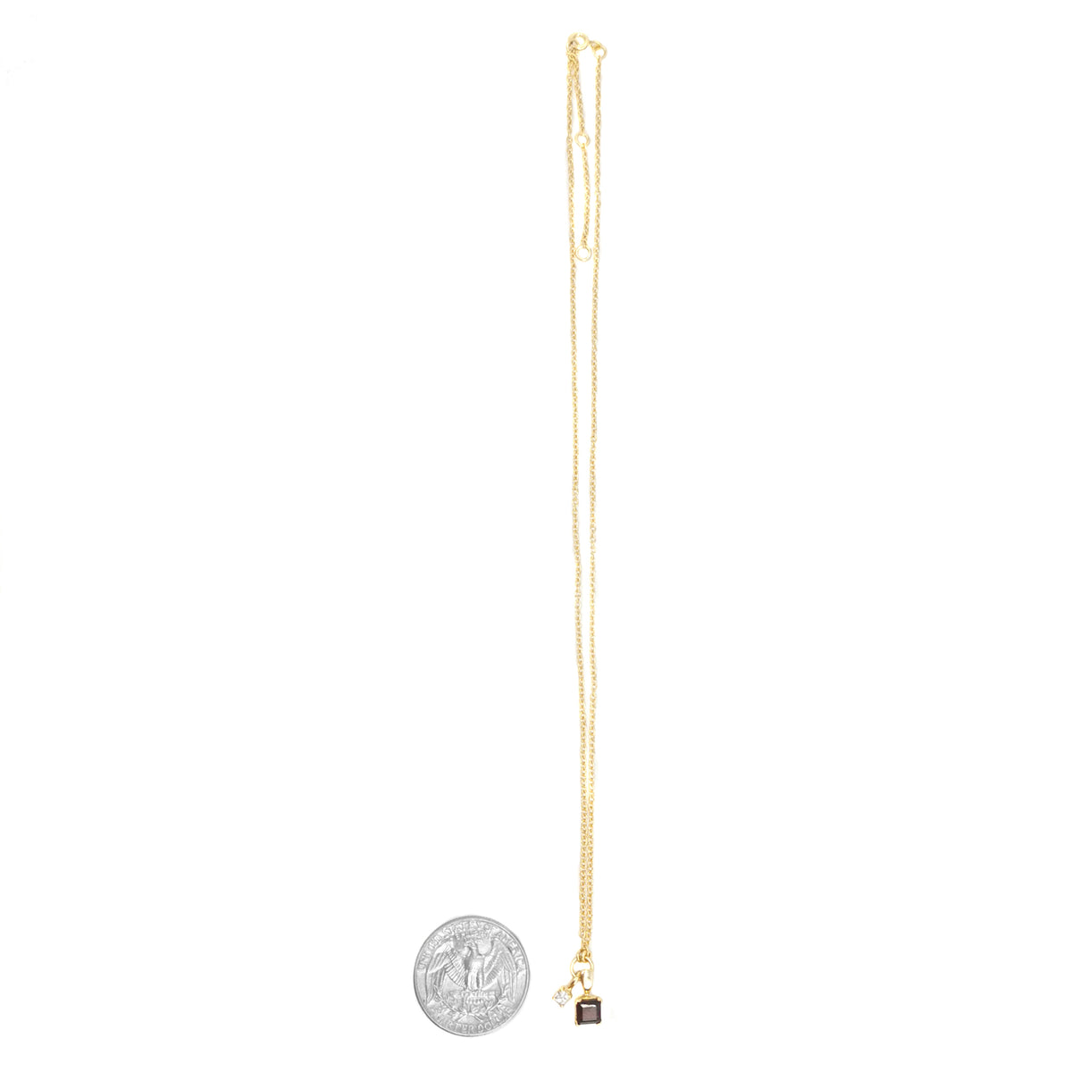 10kt gold plated princess cut pendant – full chain with a coin