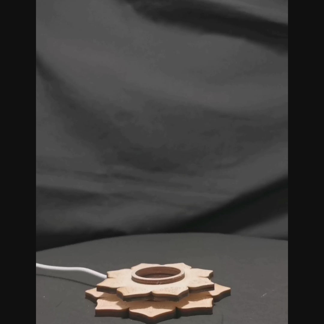 Selenite Lamp floral LED base, a variety of gypsum.