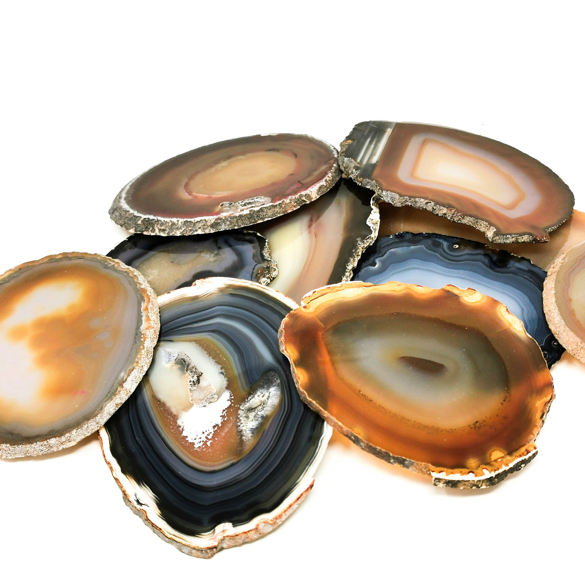 Brazilian Agate polished slab, a variety of chalcedony, from Rio Grande do Sul, Brazil.