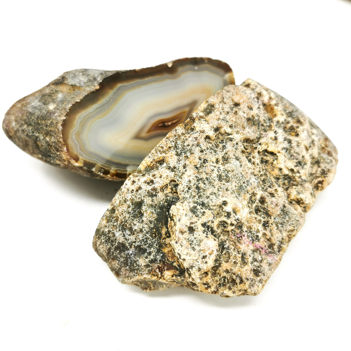 Brazilian Agate Half polished face, a variety of chalcedony, from Rio Grande do Sul, Brazil.