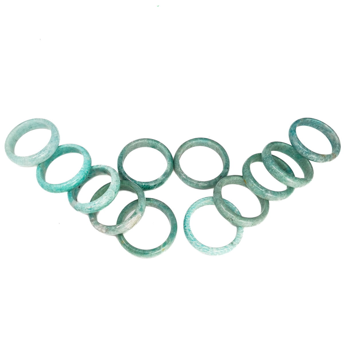 Amazonite bangle from Brazil – row of bangles, top view