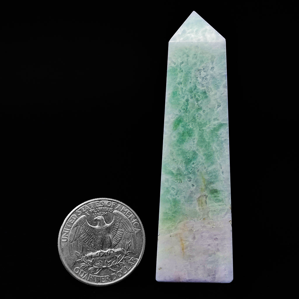 Amazonite obelisk, a variety of microcline feldspar, from Itinga, Minas Gerais, Brazil.