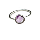 紫水晶玫瑰切割细边框 - 戒指