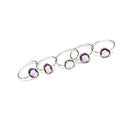 紫水晶玫瑰切割细边框 - 戒指