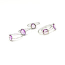 紫水晶玫瑰切割细边框 - 戒指