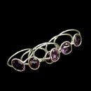 紫水晶玫瑰切割细边框 - 戒指