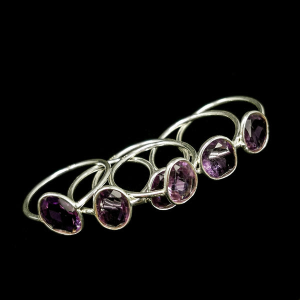 紫水晶玫瑰切割細邊框 - 戒指