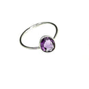 紫水晶玫瑰切割细边框 - 戒指