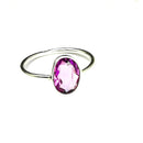 紫水晶玫瑰切割细边框 - 戒指