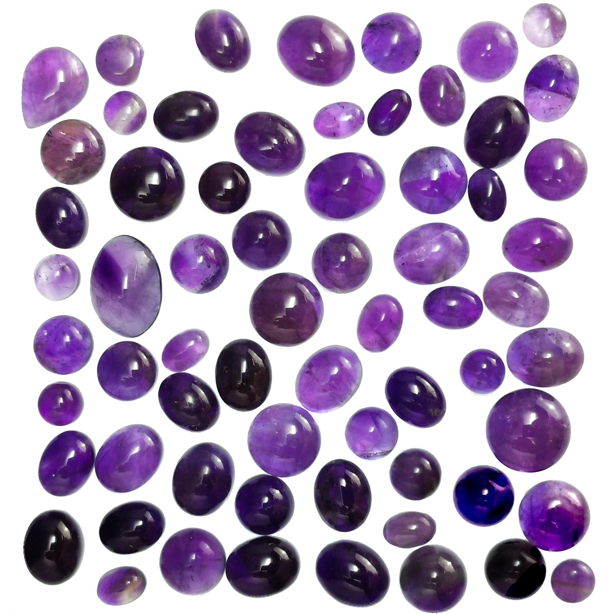 Amethyst cabochon, a variety of quartz, from Brazil.