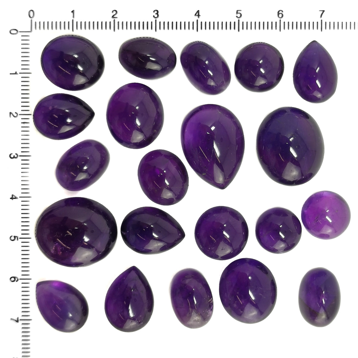 Amethyst cabochon, a variety of quartz, from Brazil.
