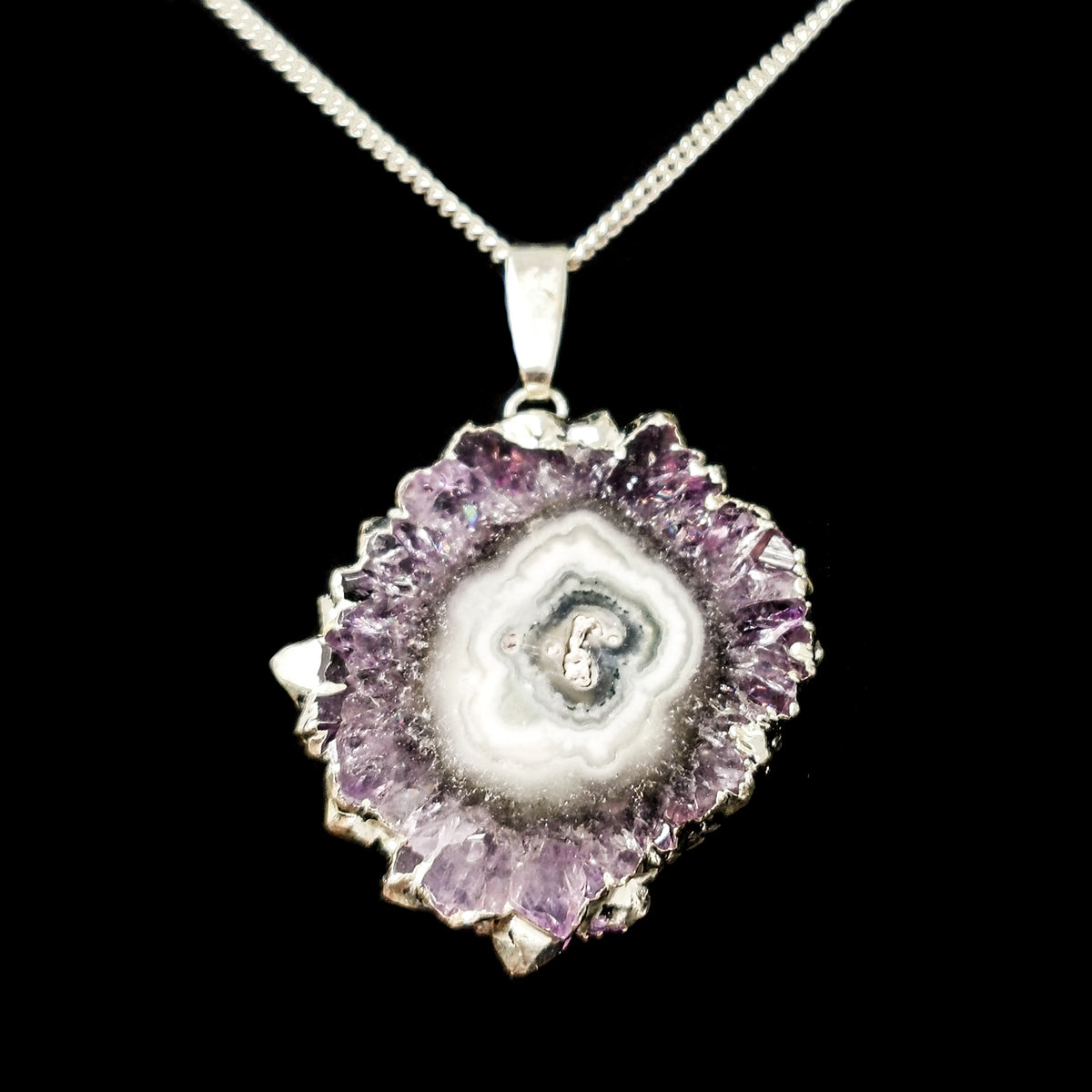 Amethyst Stalactite pendant, electroplated.