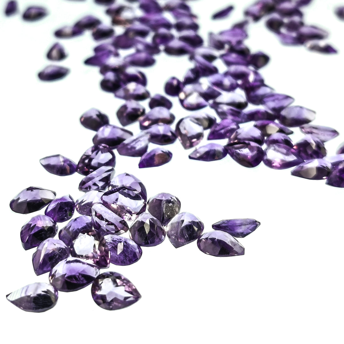 Amethyst pear/ teardrop facet, a variety of quartz, from Brazil.