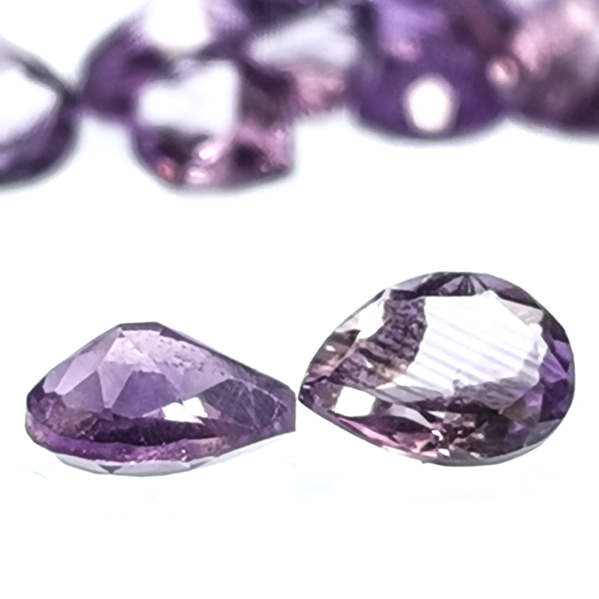 Amethyst pear/ teardrop facet, a variety of quartz, from Brazil.
