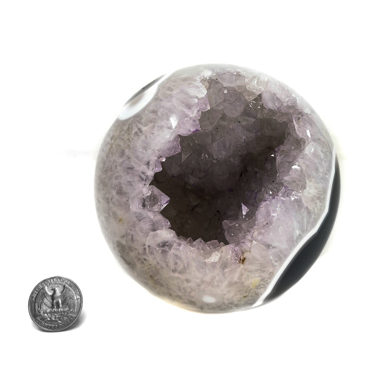 Amethyst Crystal sphere specimen, a variety of quartz, from Brazil.