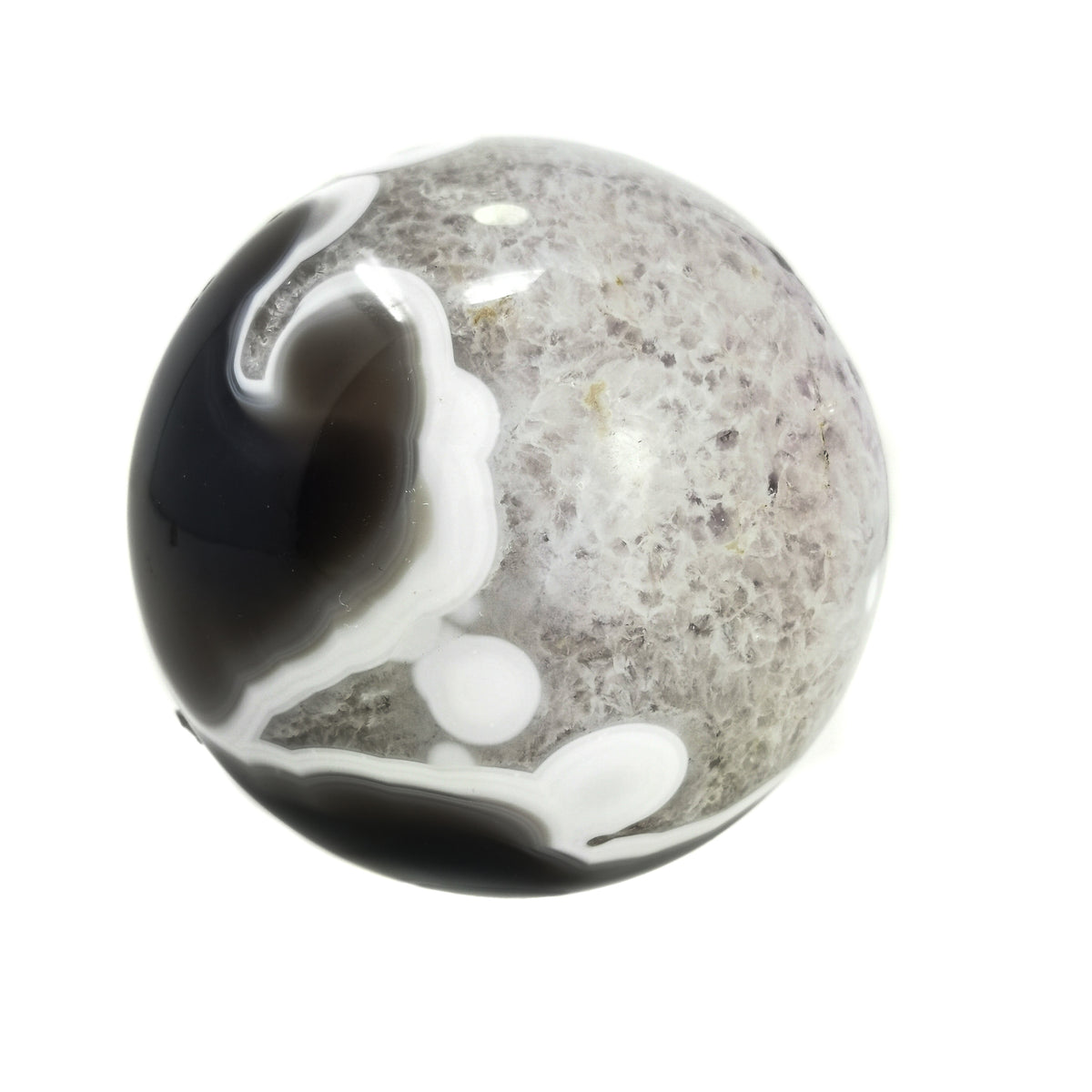 Amethyst Crystal sphere specimen, a variety of quartz, from Brazil.