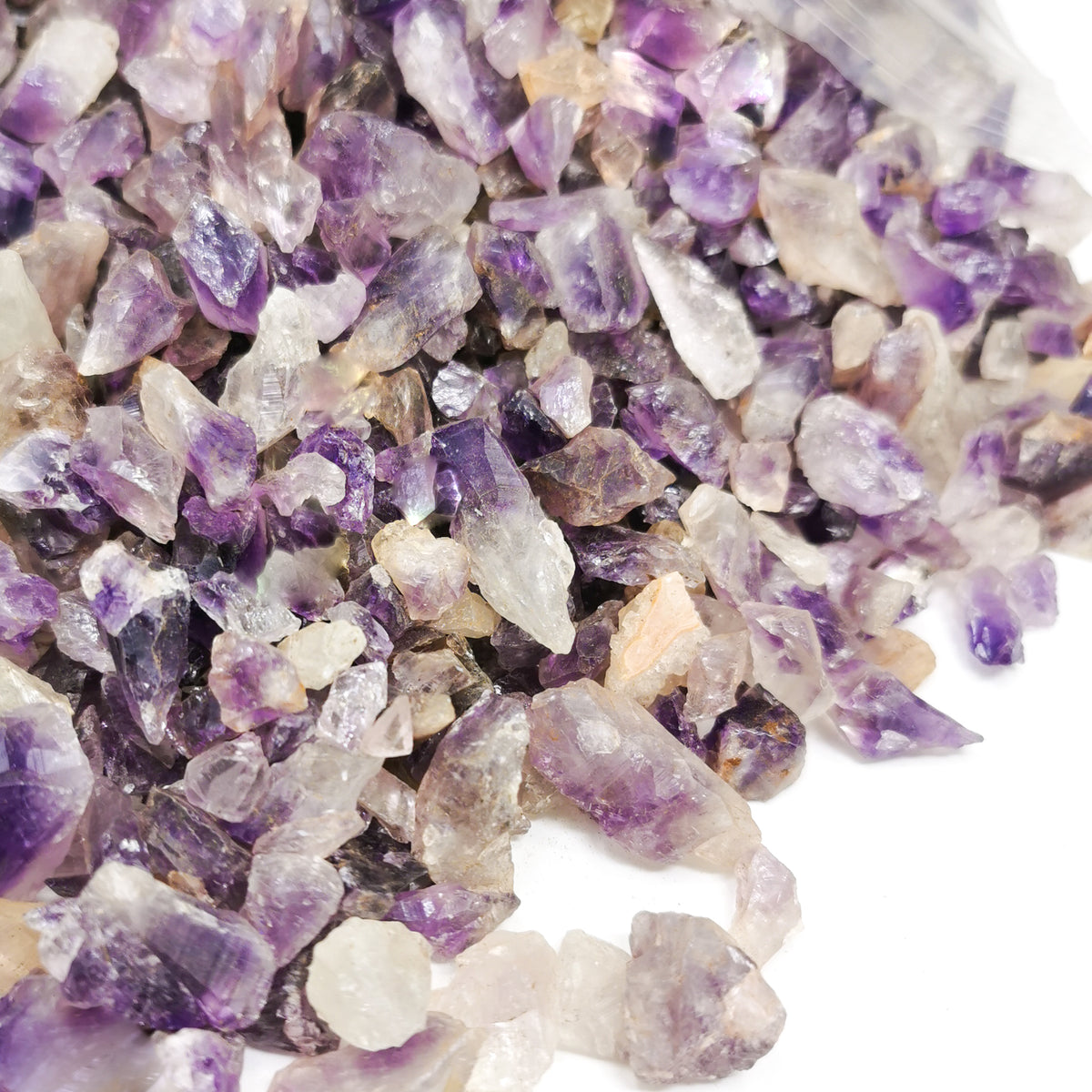 Amethyst Gravel, a variety of quartz, from Brazil.