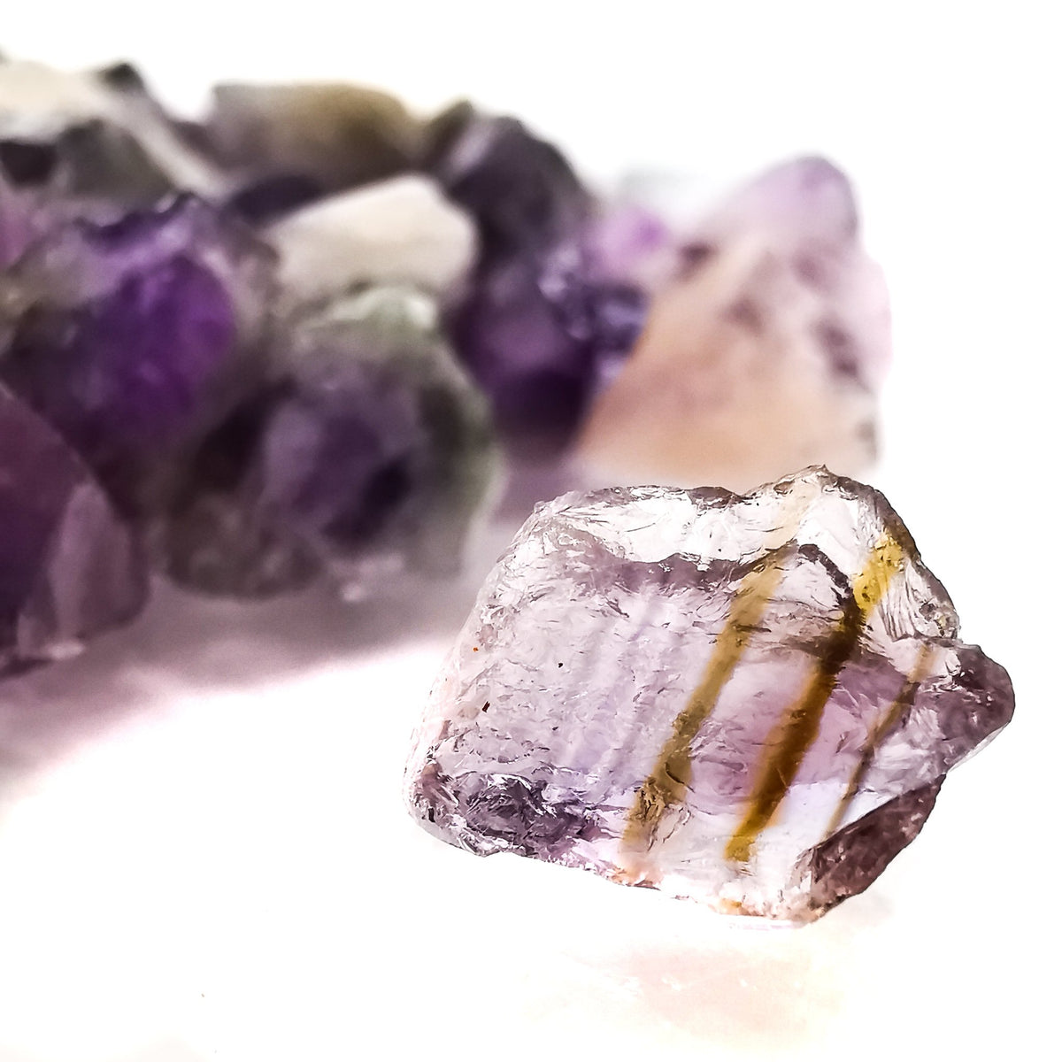 Amethyst Chips rough, a variety of quartz, from Brazil.