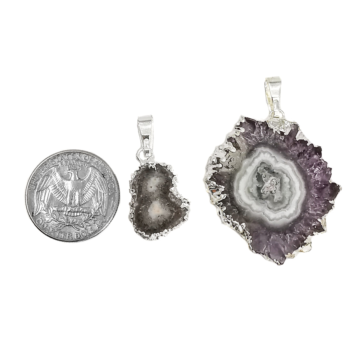 Amethyst Stalactite pendant, electroplated.