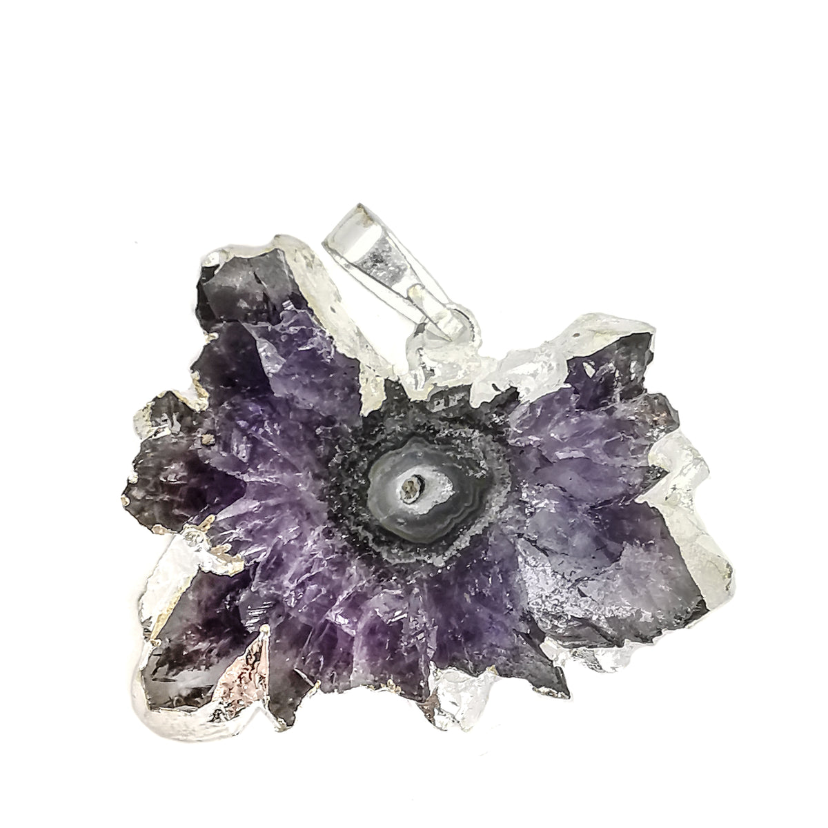 Amethyst Stalactite pendant, electroplated.