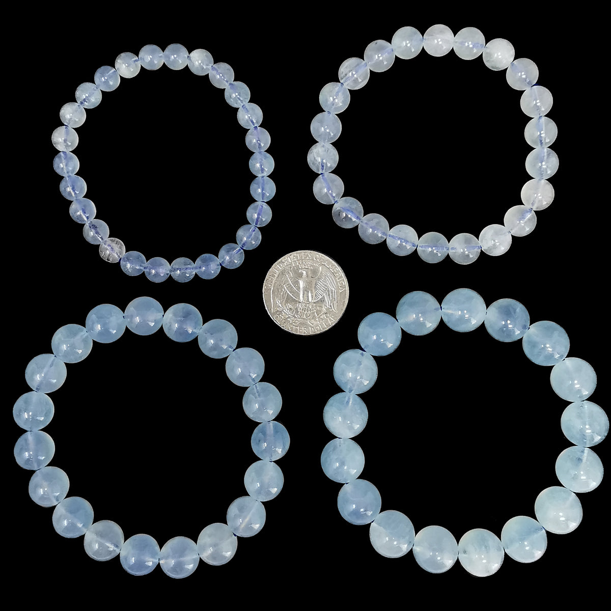 Aquamarine bead bracelet.