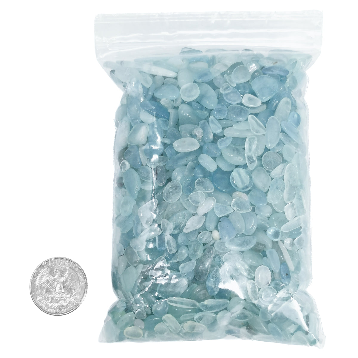 Mini aquamarine tumble, Pakistan: bag of tumbles