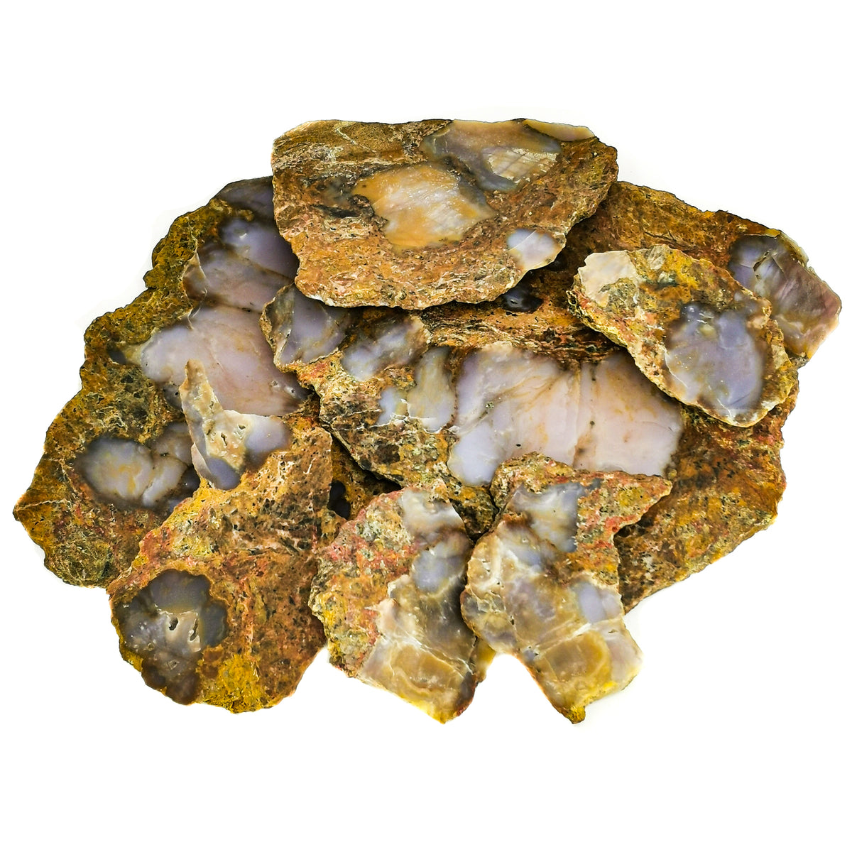 Arrow Stone Agate rough slab, a variety of chalcedony, from Cache Creek, British Columbia, Canada.