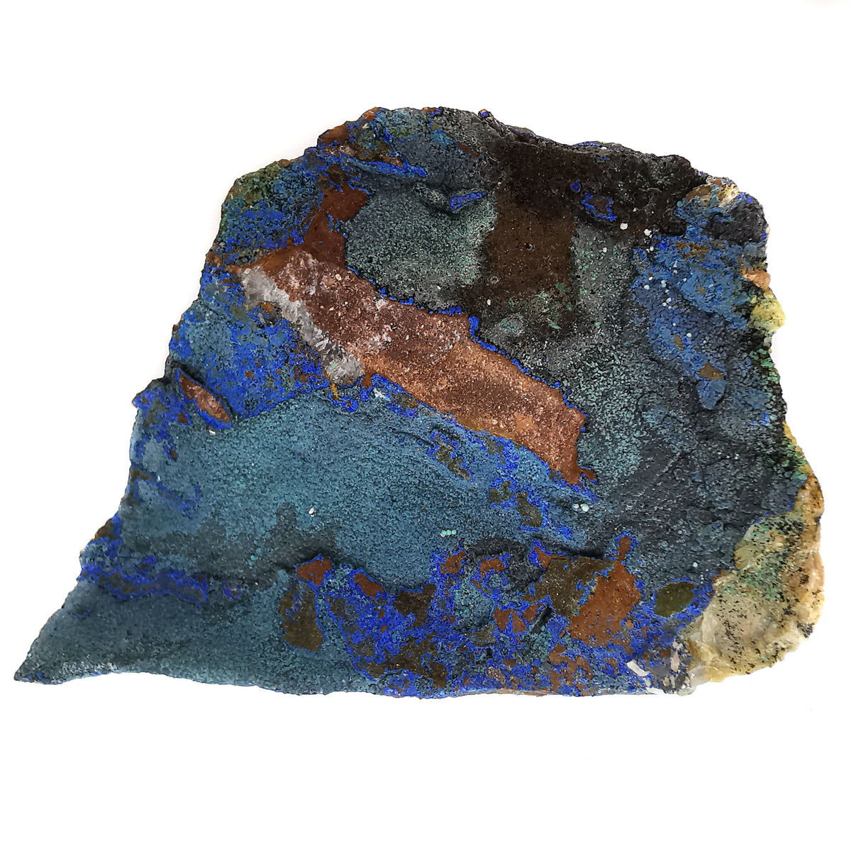 Azurite specimen, a copper carbonate, from Morocco.