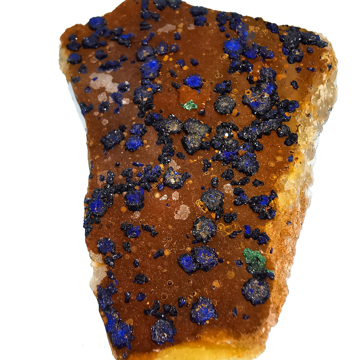 Azurite specimen, a copper carbonate, from Morocco.