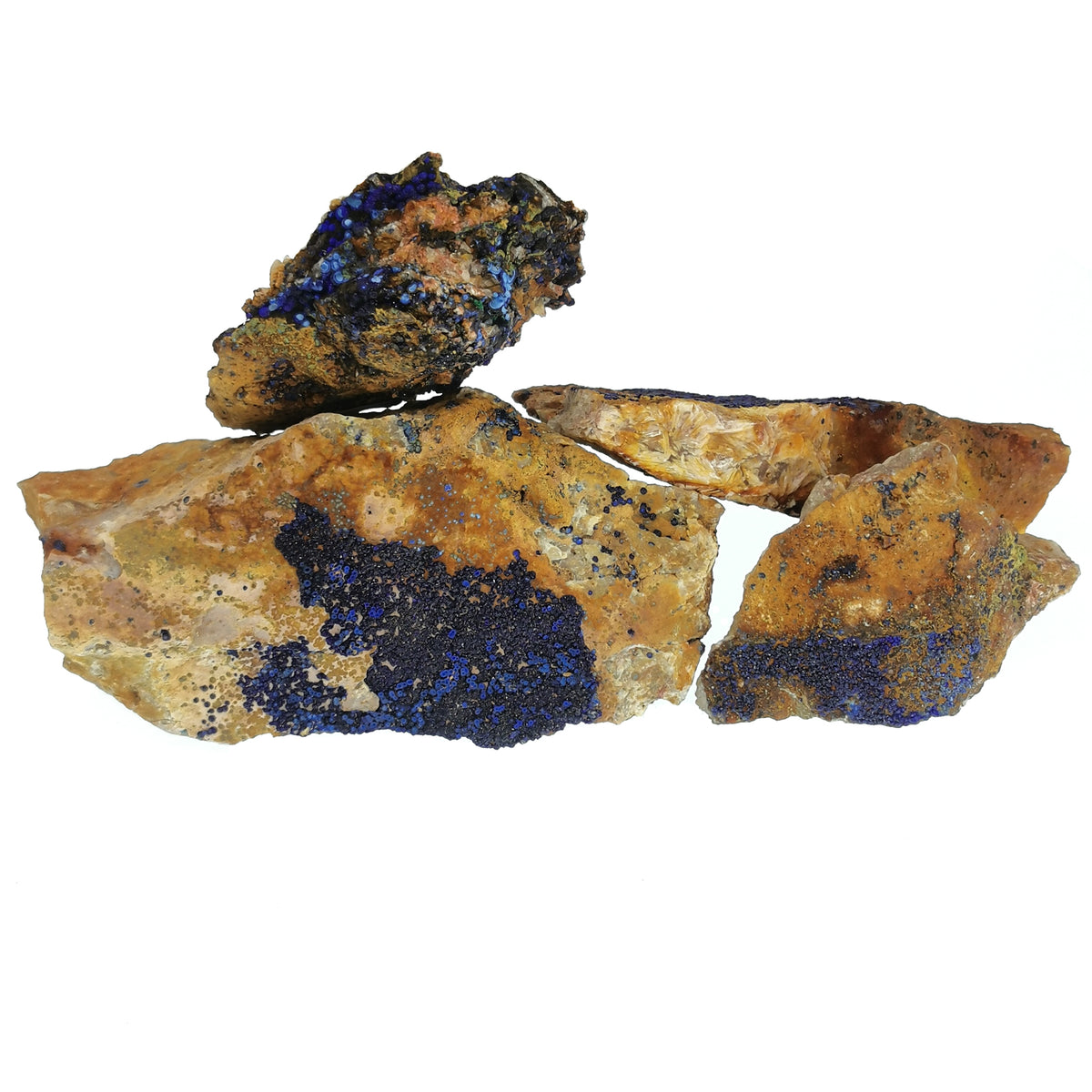 Azurite specimen, a copper carbonate, from Morocco.