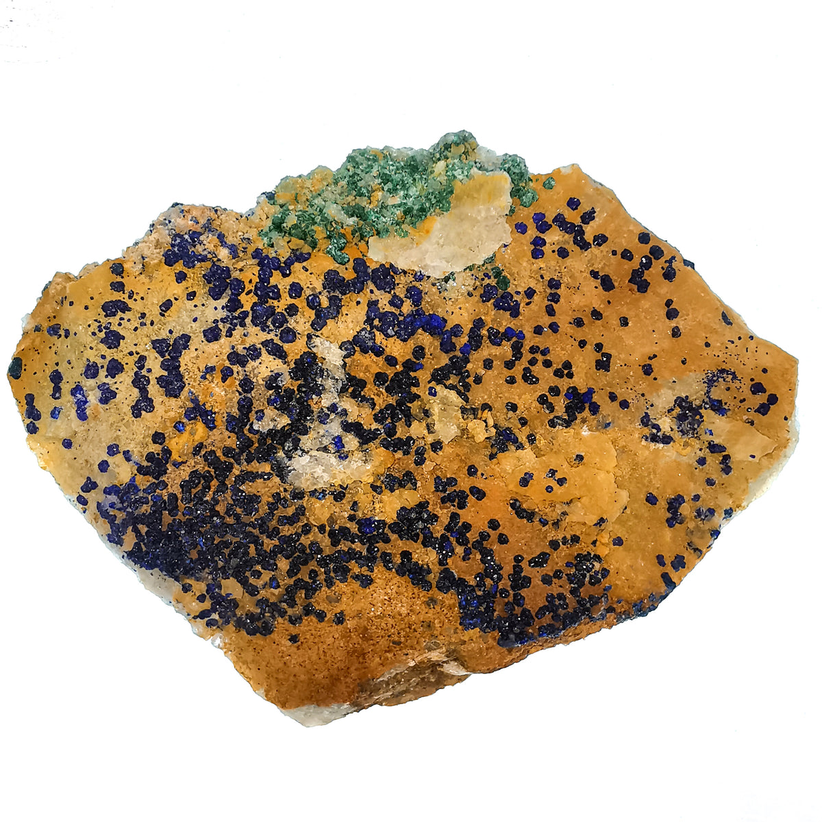 Azurite specimen, a copper carbonate, from Morocco.