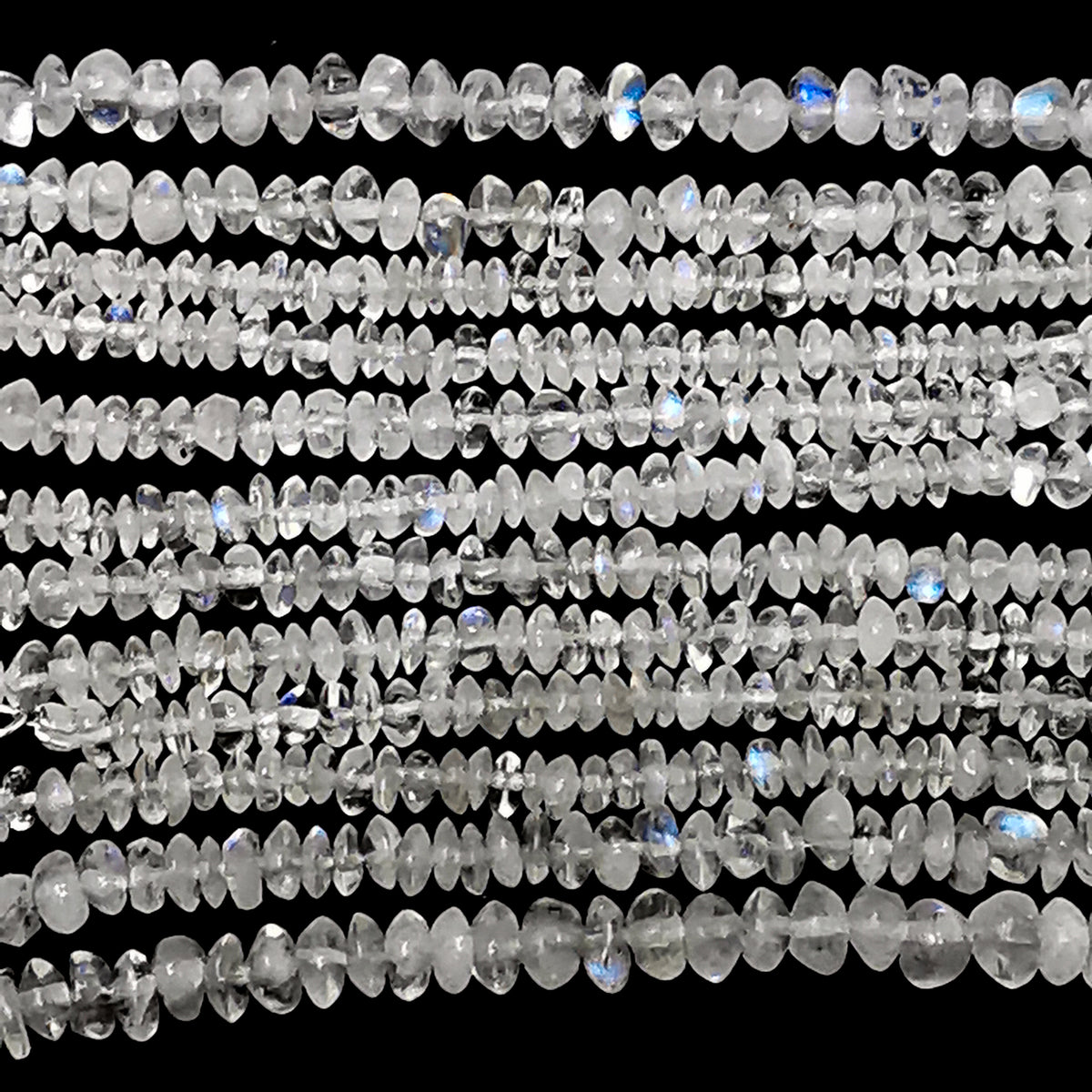 Moonstone smooth bead necklace with Rainbow Moonstone.